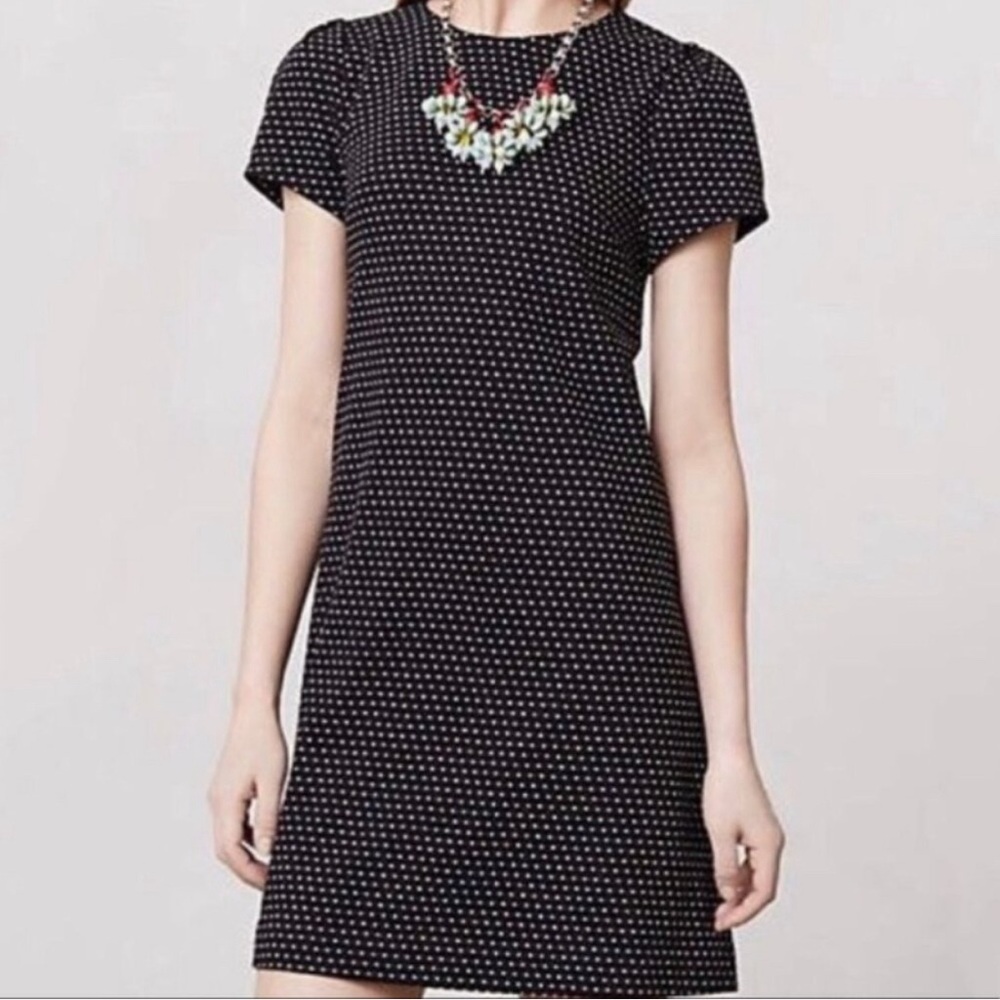 EUC Maeve Black and White Dot Babydoll Dress Anthropology Large
